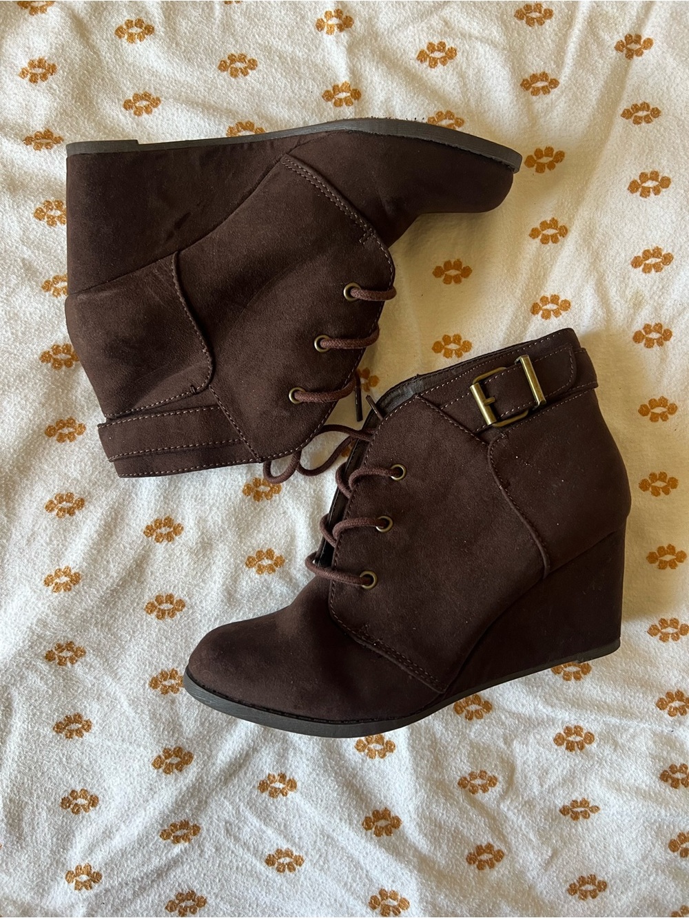 SO Brown Lace-Up Ankle Boots with Side Buckle